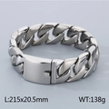 Heavy 20.5mm silver stainless steel Cuban link bracelet for men with secure square clasp - Steel Color Sandblasted (KB46709-D-215)