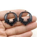 Détail de pendentifs chauve-souris en métal noir avec découpes pour création de bijoux - Noir Ajouré (Style 5)