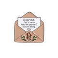 Broche enveloppe en émail nude avec message de motivation et détails de fleurs rouges - Enveloppe Nude-Citation Inspirante avec Fleur Cœur (QHXZ3604)