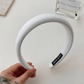 Padded white cloth headband with handmade label for a summer korean style aesthetic - White
