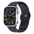 Smart watch with silver rectangular case, black silicone strap and colorful digital display - Silver