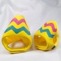 Yellow pet plush headwear with wave pattern and velcro closure in two sizes - Easter Egg