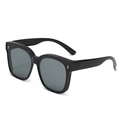 Classic black square polarized sunglasses with grey lenses and vertical metal rivets - Matte Black (Grey Lens)