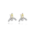 Elegant silver earrings featuring pear-cut yellow zircon and sparkling white crystals - Silver Arch with Yellow Main Stone (E2132)