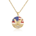 Detailed macro view of 18K gold plated eagle pendant necklace with US flag enamel colors - Spreading Eagle US Flag