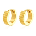Fashionable golden stainless steel hoop earrings with textured 18K gold plated finish - Single Row Gear Earrings Gold (MS-721)