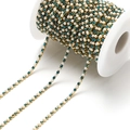 Lake blue rhinestone and pearl gold chain spool for DIY jewelry making and crafts - 2.5mm Royal Blue