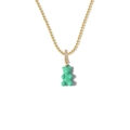 Collana a catena con sfere dorate e ciondolo a forma di orsetto verde menta con zirconi - Verde