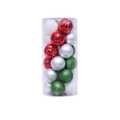 Cylindrical pack of red green silver and white assorted Christmas tree ball ornaments - Silver Green Red White