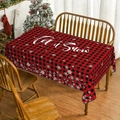 Festive red and black plaid Christmas tablecloth with Let it Snow text and white snowflakes - 19 / 152cm*220cm