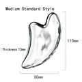 Medium size transparent crystal 3D facial gua sha tool with 13mm thickness and wing design - Medium Size / Clear & Transparent