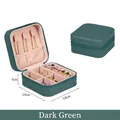 Portable dark green PU leather travel jewelry organizer box with zipper, 10x10x5cm size - 10*10*5cm / Dark Green