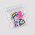 DIY silicone pencil case with unicorn and star cartoon charms in a clear pouch - DIY Shoe Charms - Unicorn Series