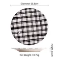 Round ceramic steak plate with black ink grid pattern, 26.8cm diameter and 2.5cm height - Black Stripe (10.5 Inch)