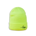 Detailed view of neon green beanie featuring black hope script embroidery on the cuff - M (56-58cm) / Neon Yellow