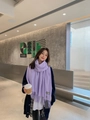 Purple 100% cashmere scarf for women with elegant tassels and solid color finish - Light Purple