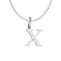 Collar con colgante letra X plateado pulido y elegante cadena de serpiente plana - Letra X