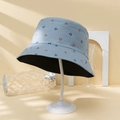 Chapeau bob bleu clair avec motifs d'ancres et un design réversible à double épaisseur - M(56-58cm) / Bleu clair