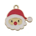 Kerstman hanger van emaille en legering voor DIY kerstarmbanden en sieraden - Kerstman Gezicht Cirkel