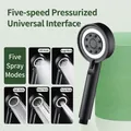 Matte black handheld shower head with 5 spray modes and adjustable high pressure settings - Steel Plate Pressurized Black Shower Head