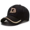 Black baseball cap with DB metal logo and colorful rhinestones on brim and front - Adjustable / Black