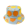 Light blue kids bucket hat with vibrant lemon prints for sun protection and summer wear - 2-8 Years / Orange Lemon (Light Blue)