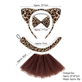 Leopard animal costume set with headband, bow tie, tail, and brown tutu skirt - Brown Leopard 3-Piece Set + Coffee Tutu Skirt