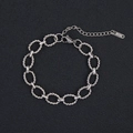 Close-up of silver titanium steel rope twist bracelet with K18 tag and lobster clasp - Twisted Rope Oval Style (Style 3) / Silver