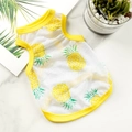 Summer breathable pet vest with yellow pineapple prints on white mesh fabric for small dogs - Cool Tank Top With Pineapple Yellow Trim / Xs Chest 30cm Back Length 20cm
