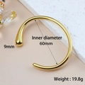 Polished 18K gold stainless steel open bangle with teardrop ends, 60mm inner diameter - Inner Diameter 60mm/Width 9mm / 18K Gold