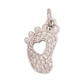 Silver footprint charm with sparkling zircons and a heart cutout for DIY jewelry - White Gold Pave Footprint (M612145-White Gold)