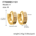 Detailed size guide for gold U-shaped stainless steel hoop earrings with cubic zirconia - Black Zirconia Earrings - Medium