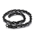 Collier hip hop pour homme en acier inoxydable noir avec maille géométrique fleurie - Noir (KN90261-KFC)