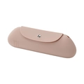 Portable silicone makeup brush storage bag in light pink, dust-proof travel cosmetic pouch. - Snap Button Style / Khaki