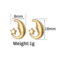 Gold star and moon earrings in 18K gold stainless steel with face detail 8x10mm - Star and Moon