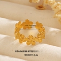 18k gold plated stainless steel open ring with continuous five-petal flower design - Spliced Five-petal Flower (177)