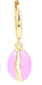 Golden earrings with pink shell-shaped enamel pendants and elegant serrated details - Pink - Smooth Hoop