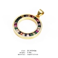 Golden circle pendant with colorful zircon stones and shell star inlay for necklaces - Baguette Zircon Circle Pendant