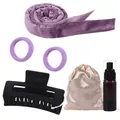 5-piece purple velvet heatless hair curler set with scrunchies, clip, and spray bottle - Purple Small Scrunchie 6-Piece Set