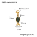 Gold-plated stainless steel fish pendant with dark green enamel and zircon eye charm - D190-4 Gold Fish Enamel Pendant (Green) 1PC