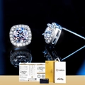 Luxury 925 sterling silver moissanite halo stud earrings with GRA certification cards - 925 Silver / White 50 Point Moissanite Stud Earrings