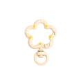 Beige flower shaped spring ring clasp with yellow and white accents for DIY keychains - Hand-painted Grapefruit