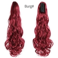 Long wavy burgundy claw clip ponytail extension showing front and back view - Burgundy