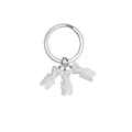 Polished stainless steel keychain featuring three cute puppy charms in silver finish - 3 Dogs / Silver