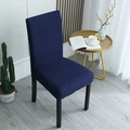 Thick navy blue stretch chair cover with textured grid pattern for home dining - General Specification / Navy Blue