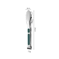 Stainless steel food tongs with green silicone grip 24cm long and 4cm wide for BBQ - Green Handle Scalloped Tongs - Medium