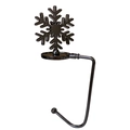 Elegant black metal Christmas stocking hanger with a delicate snowflake top design - Snowflake / Gun Black