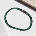 Silver tennis bracelet with vibrant green zircon stones and secure folding clasp - Platinum Base - Green Zircon