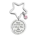Llavero estrella con diamantes rosas y colgante de corazón grabado regalo de mamá - YW0005-Mum, I Love You Forever