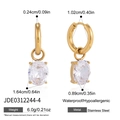 Gold plated stainless steel huggie earrings with oval cut clear zircon stone charms - Oval Cut Style (JDE0312244-4) / Gold
